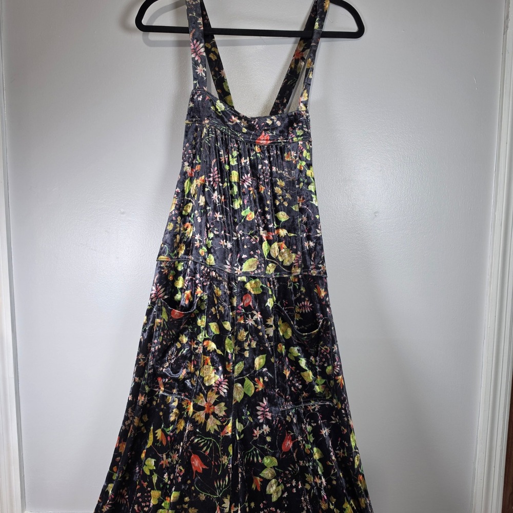 Natural Life Jumpsuit Dark Floral Velvet Wide Leg Boho Medium NWT - Picture 3 of 9